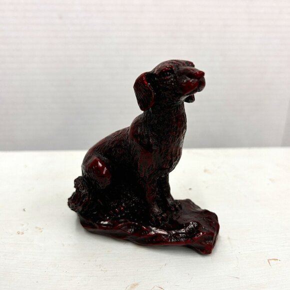Red Resin Sitting Dog Figurine Small 1980s VTG Chinese Zodiac Feng Shui Lucky - Picture 3 of 8